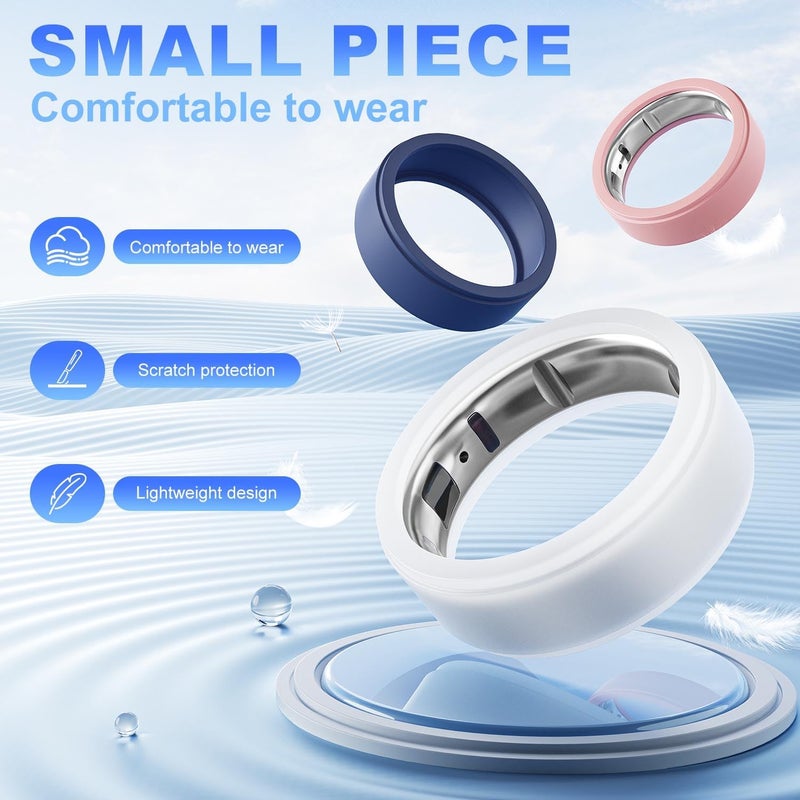 SSSUWP Silicone Cover Compatible with Oura Ring Gen 4/Gen 3/Samsung Galaxy Ring, 8 Pack Anti-Scratch Elastic Silicone Protector for Women Men (M for 11-13) - Image 2